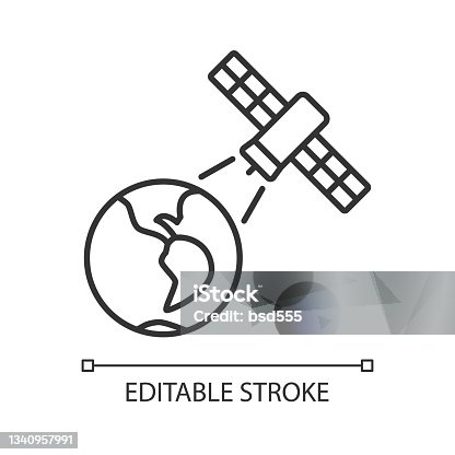 istock Earth observation process linear icon 1340957991