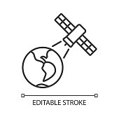 istock Earth observation process linear icon 1340957991
