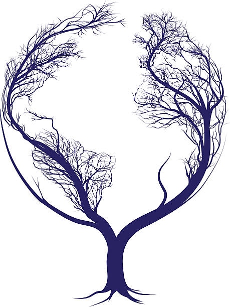 Earth tree A tree growing in the shape of planet earth mother nature stock illustrations