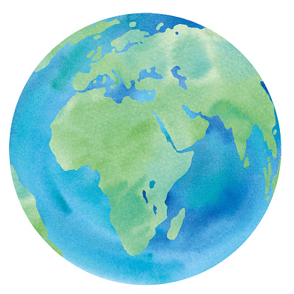 Earth watercolor illustration trace vector (Europe, Africa, Asia, Middle East)