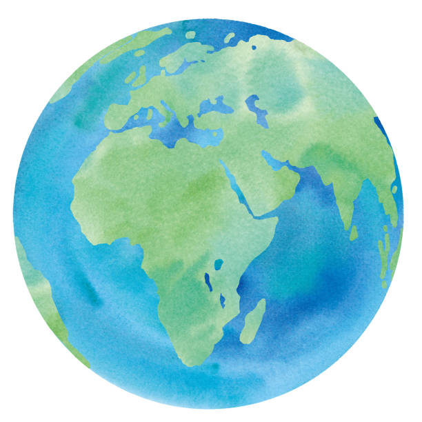 地球水彩插圖痕跡載體（歐洲、非洲、亞洲、中東） - 印度次大陸 幅插畫檔、美工圖案、卡通及圖標