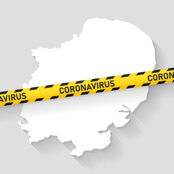 ilustrações de stock, clip art, desenhos animados e ícones de east of england map with coronavirus caution tape. covid-19 outbreak - norwich
