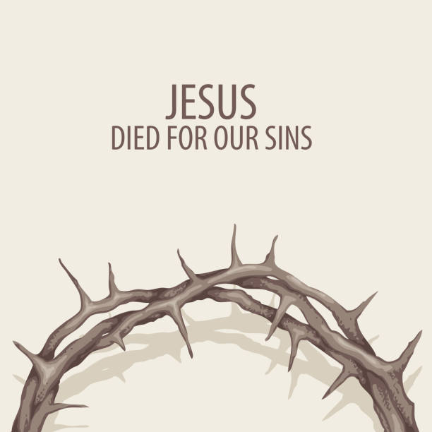 Easter banner with crown of thorns and inscription  good friday stock illustrations