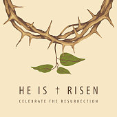 istock Easter banner with crown of thorns and twig 1357311839