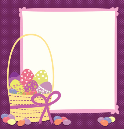 Easter basket with eggs and jellybeans