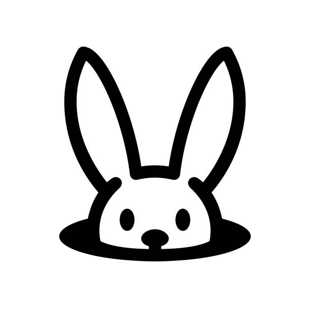Easter bunny icon Bunny in hole. Easter rabbit icon isolated on white hole illustrations stock illustrations