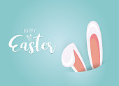 istock Easter card with rabbit ears. Vector 1308405557