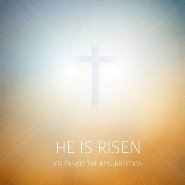 Easter christian background resurrection Easter christian background He is risen with space for your text. EPS 10 vector illustration, contains transparencies. High resolution jpeg file included(300dpi). religious cross backgrounds stock illustrations