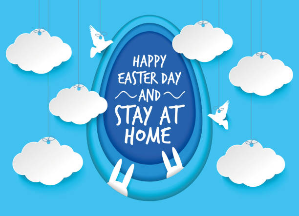Easter Day and Stay at home  easter sunday stock illustrations