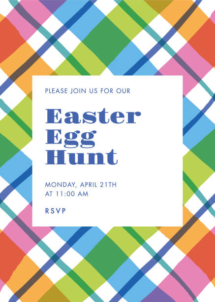 Easter Egg Hunt invitation template with stripes  easter sunday stock illustrations