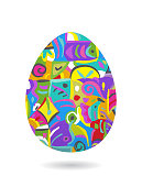 Patterned Easter Egg Greeting flat style, Easter, Spring, Grass, celebration, greeting, typography, lights, festival, public celebratory, egg, new life, beginning,
