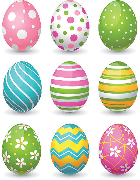 Easter Eggs Vector illustration of colorful easter eggs. egg stock illustrations