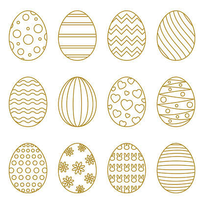 Easter eggs with linear multicolor pattern