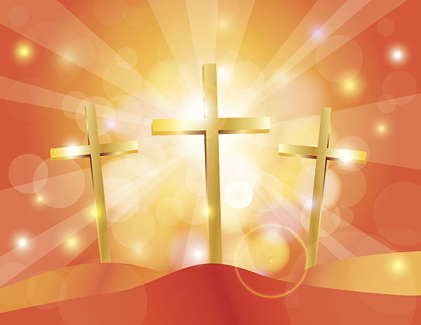 Easter Good Friday Gold Crosses Vector Illustration  drawing of the good friday stock illustrations