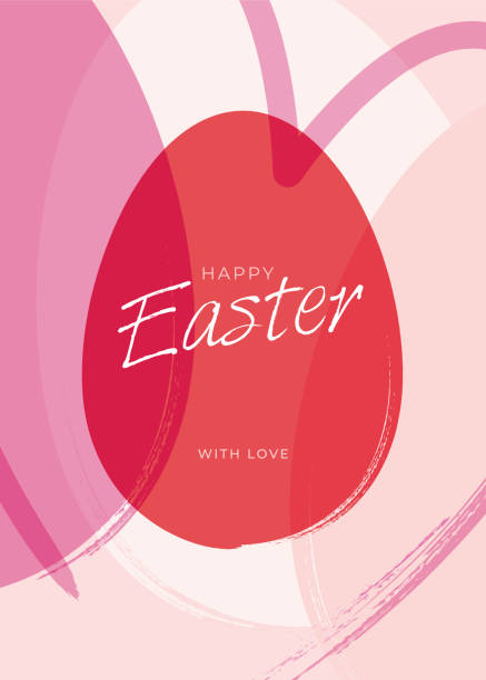 Easter greeting card with egg and hearts. Stock illustration  easter sunday stock illustrations
