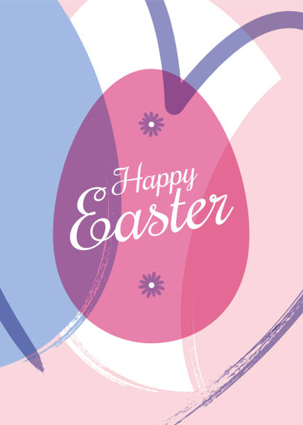 Easter greeting card with egg and hearts.  easter sunday stock illustrations