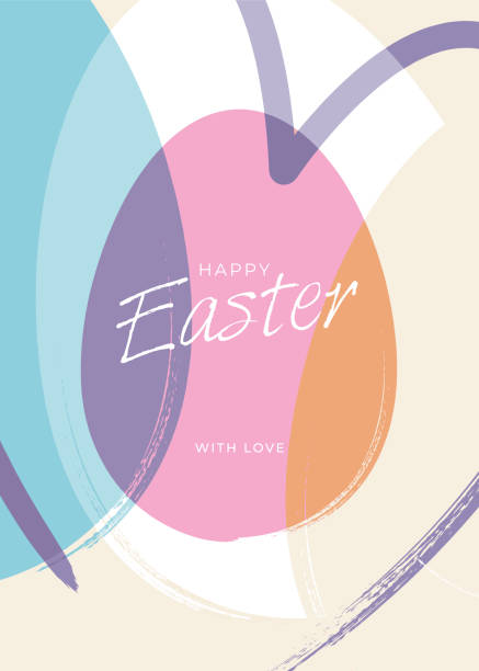 Easter greeting card with egg and hearts.  easter sunday stock illustrations