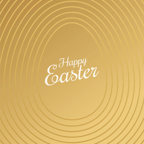 Easter greeting card with outline egg on golden background.  easter sunday stock illustrations