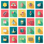 A set of twenty-five square flat design icons with long side shadows. File is built in the CMYK color space for optimal printing. Color swatches are global so it’s easy to edit and change the colors.