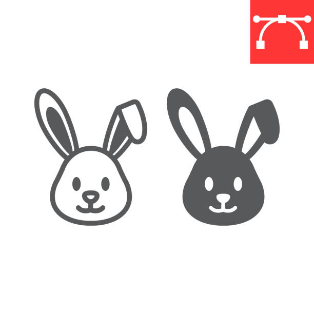 Easter rabbit line and glyph icon, funny and holiday, easter bunny vector icon, vector graphics, editable stroke outline sign, eps 10. Easter rabbit line and glyph icon, funny and holiday, easter bunny vector icon, vector graphics, editable stroke outline sign, eps 10 rabbit stock illustrations