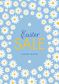 istock Easter Sale design for advertising, banners, leaflets and flyers with daisy frame. 1308403508