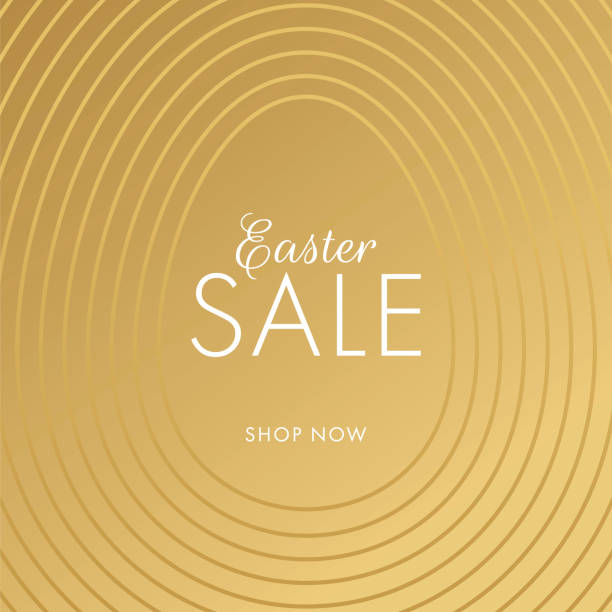 Easter sale with outline egg on golden background.  easter sunday stock illustrations