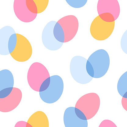 Easter seamless pattern with colorful eggs on white background