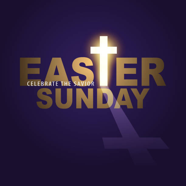 Easter Sunday Glowing Cross  good friday stock illustrations