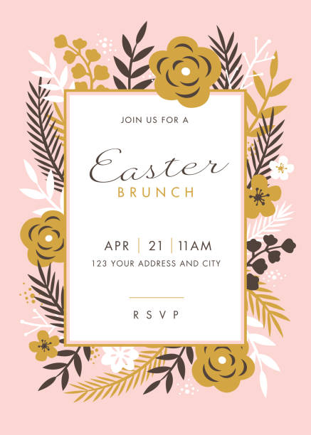 Easter themed invitation design template  easter sunday stock illustrations