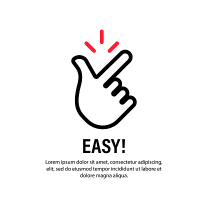 Easy sign. Hand gesture, finger snap. Finger snapping. Vector on isolated white background. EPS 10.