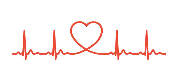 ilustrações, clipart, desenhos animados e ícones de linha de batida do coração de ecg com forma do coração. ícone da ilustração do vetor. - cardiologista