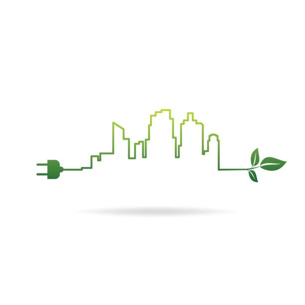 eco city energy vector art illustration