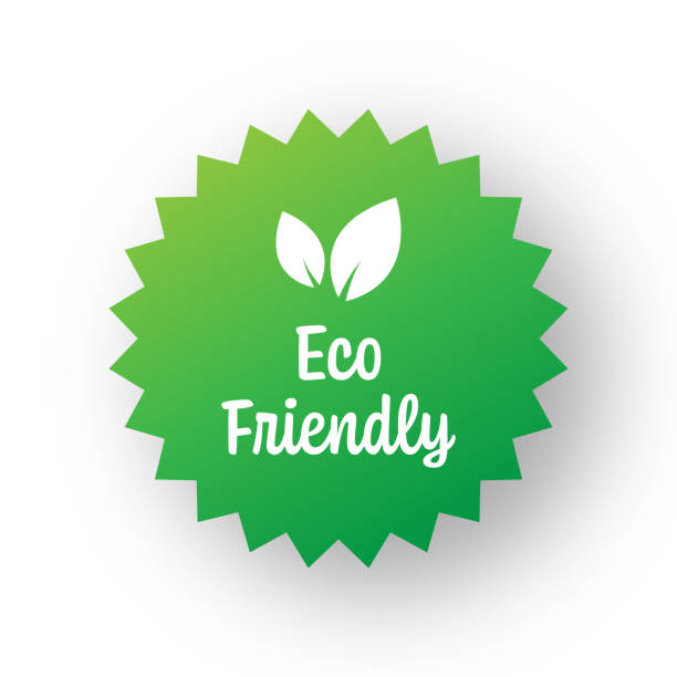 ilustrações de stock, clip art, desenhos animados e ícones de eco friendly badge template. label badge with leaves. organic products and organic food badge. - emblem food label
