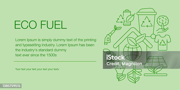 istock Eco Fuel Web Banner Composition Icons Editable stroke 1385759515