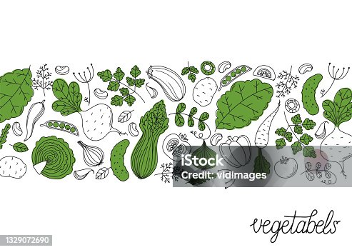 istock Eco vegetables collection. Hand drawn vector illustration. Minimalist design. Scandinavian style illustration. Healthy organic food. 1329072690