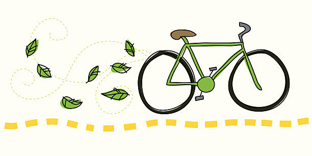 Ecofriendly bike Symbolic of today's green life-style, a bicycle is an earth-friendly way of getting around town. cycling drawings stock illustrations
