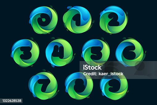 istock Eco-friendly numbers set inside a swirl green circle. 1322628538