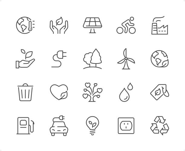 Ecology & Environment icon set. Editable stroke weight. Pixel perfect icons. vector art illustration
