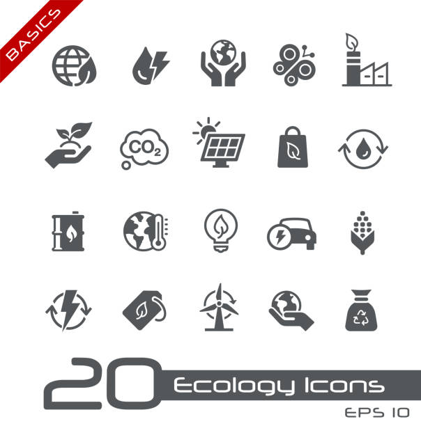 ilustrações de stock, clip art, desenhos animados e ícones de ecology & renewable energy icons // basics - climate change