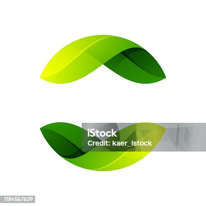 istock Ecology sphere logo formed by twisted green leaves. 1184567639