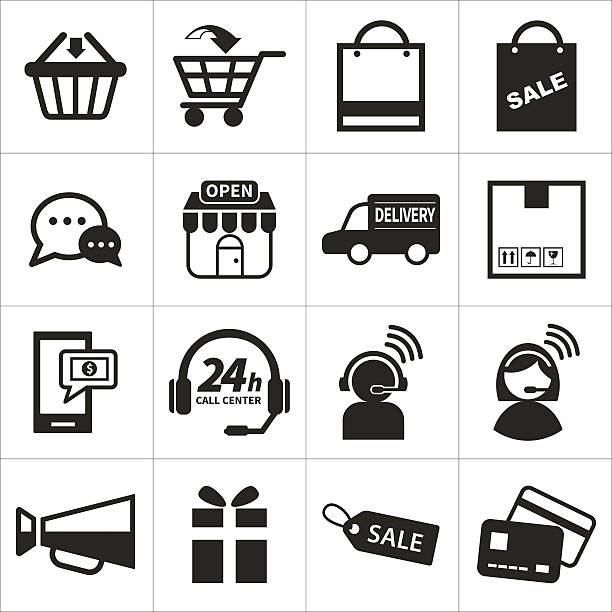 e-commerce icon set e-commerce icon set store symbols stock illustrations