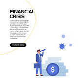 Economy, Financial Crisis and Recession Concept Vector Illustration for Website Banner, Advertisement and Marketing Material, Online Advertising, Business Presentation etc.
