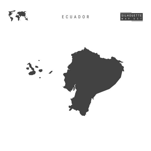 ecuador vektor karte isoliert auf weißem hintergrund. hochdetaillierte schwarze silhouette karte von ecuador - galápagos stock-grafiken, -clipart, -cartoons und -symbole
