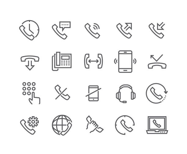Editable simple line stroke vector icon set,Global Calls, disconnect, Online Support, Mobile Phone and more.48x48 Pixel Perfect. Editable simple line stroke vector icon set,Global Calls, disconnect, Online Support, Mobile Phone and more.48x48 Pixel Perfect. voip stock illustrations