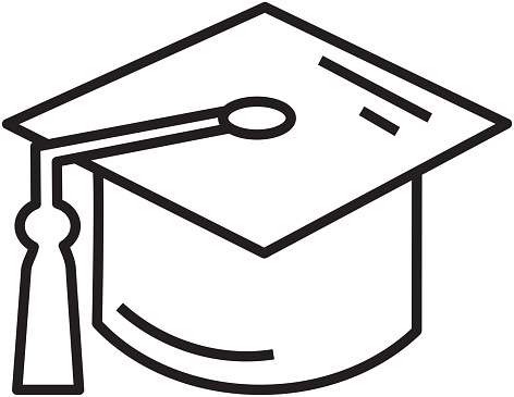 Education Graduation Cap Themed Icon In Outline Line Art Style Stock ...