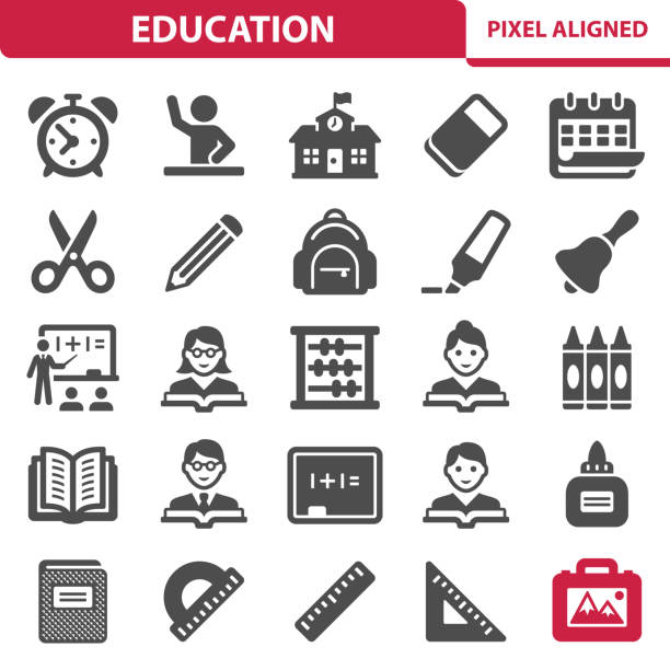 Education Icons Professional, pixel perfect icons, EPS 10 format. teacher symbols stock illustrations