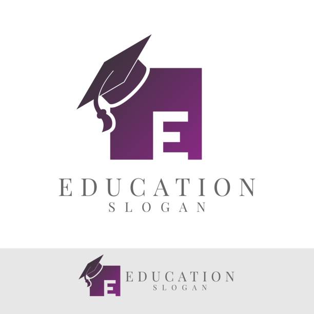 education initial Letter E icon design icon template for education education building stock illustrations