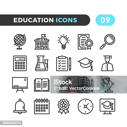 istock Education line icons. Outline symbols collection. Modern stroke, linear elements. Premium quality. Pixel perfect. Vector thin line icons set 1060600010