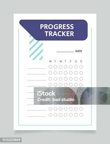 istock Education progress tracker worksheet design template 1415323869