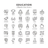 Education - Regular Line Icons - Vector EPS 10 File, Pixel Perfect 30 Icons.